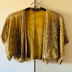 Top shop Sequin Beaded Gold Shrug